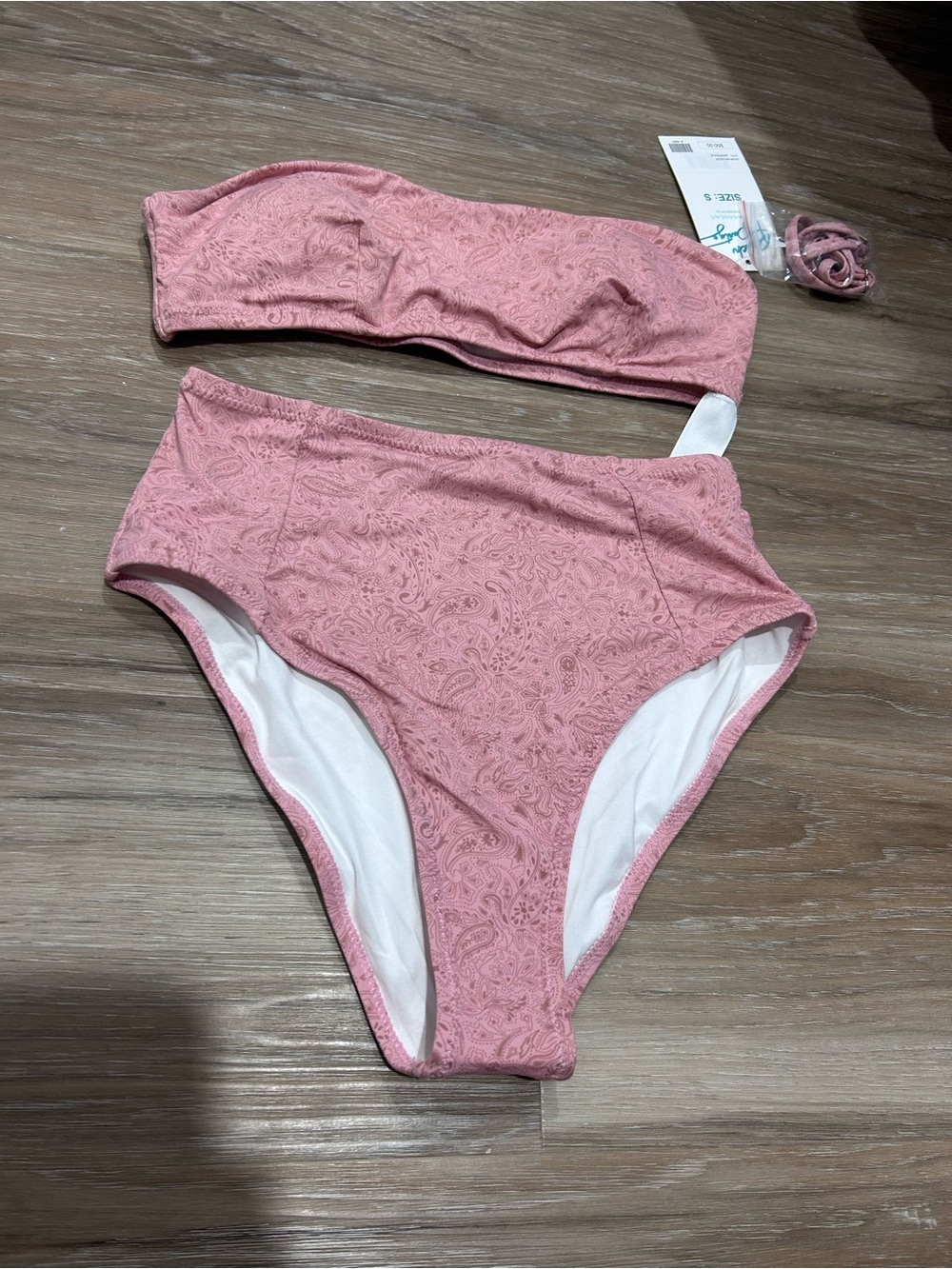 Rohnisch Textured Bandeau Bikini Set - Dusty Rose